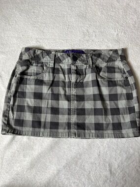 Miley Cyrus & Max Azria Black and Gray Plaid Mini Skirt